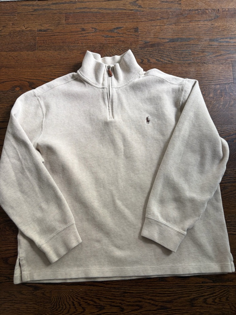 Polo by Ralph Lauren Cream Half-Zip Sweatshirt with Navy Label